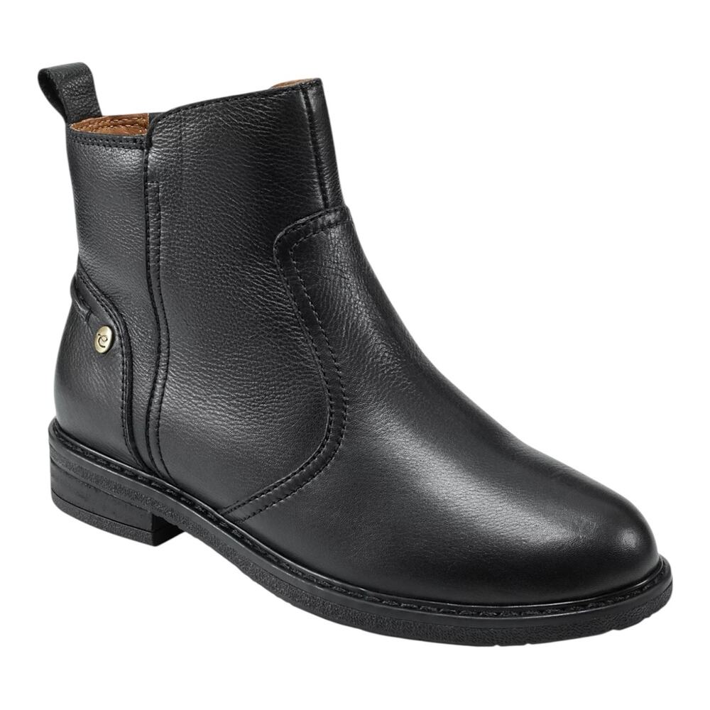 Easy Spirit Women's Juna eFlex Leather Block Heel Booties Black Size 6 1/2